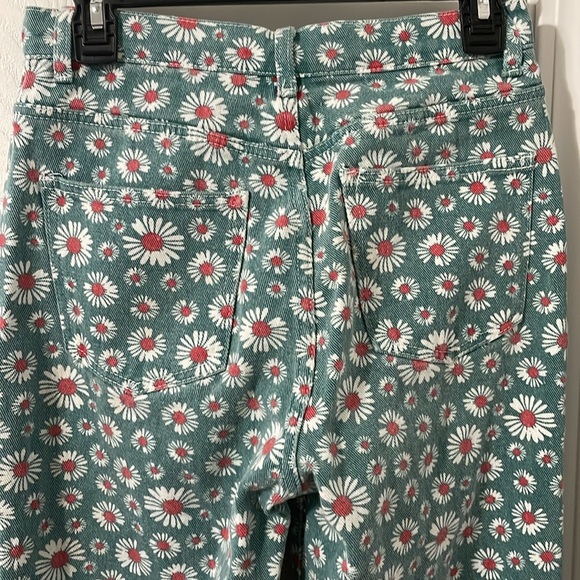 Cider Teal Green Floral Straight Leg Denim Jeans Size Small - Picture 6 of 6